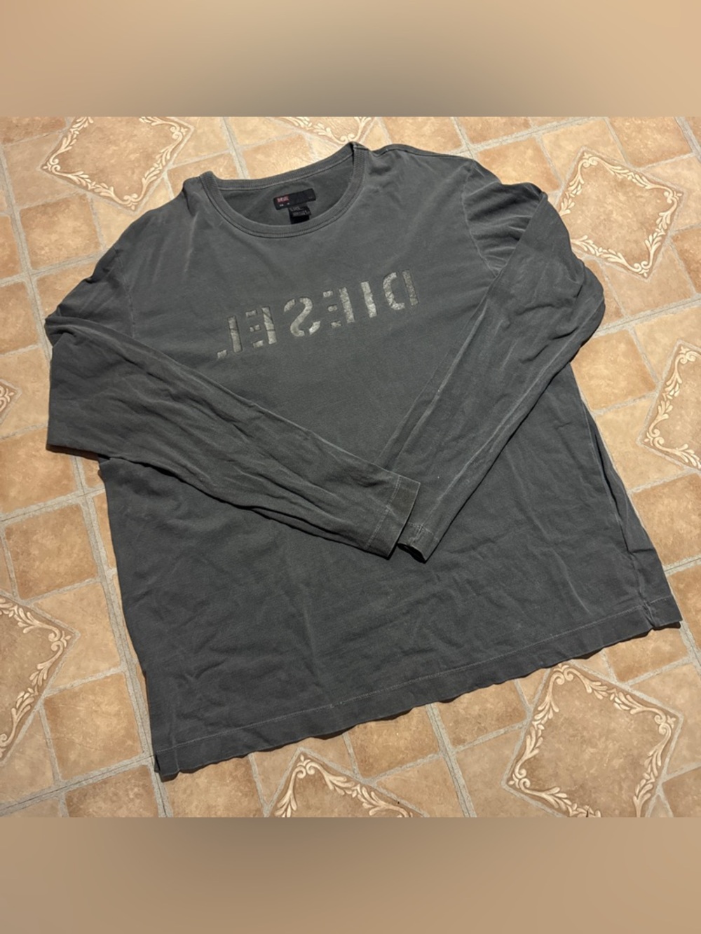 Diesel Vintage Wash Long Sleeve Graphic Shirt - Charcoal Grey / Extra Large